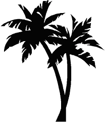 black and white logo of two palm trees